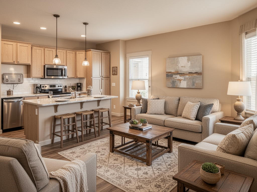 Representative furnished apartment prepared for a monthly stay