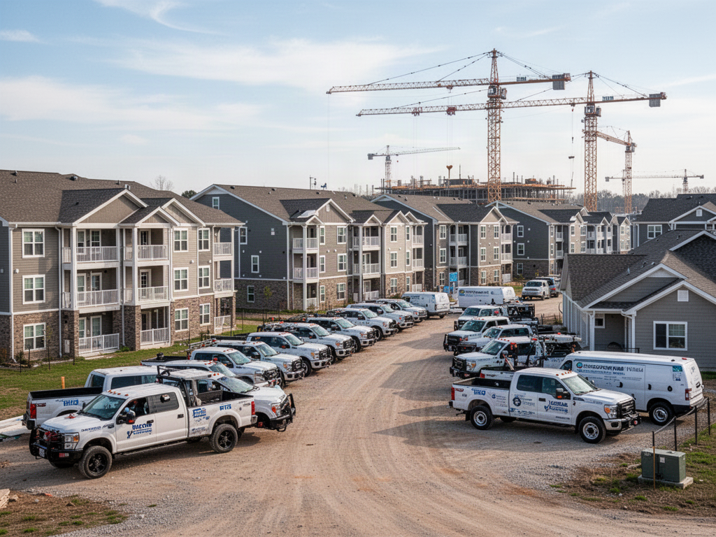 Multiple furnished housing properties representing a workforce deployment of more than one hundred workers