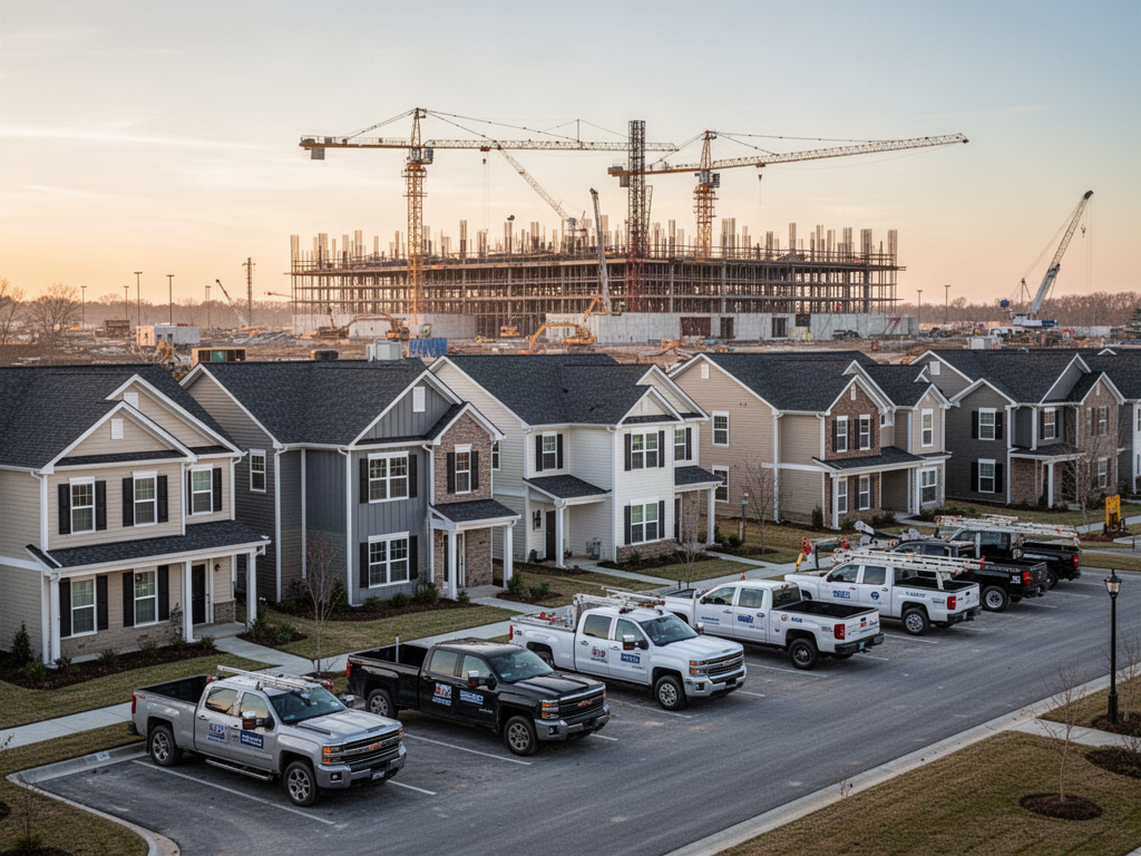 Multiple furnished properties supporting workers assigned to a large project