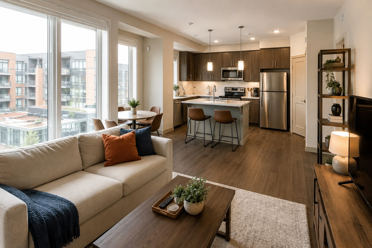 Representative furnished apartment prepared for a monthly stay