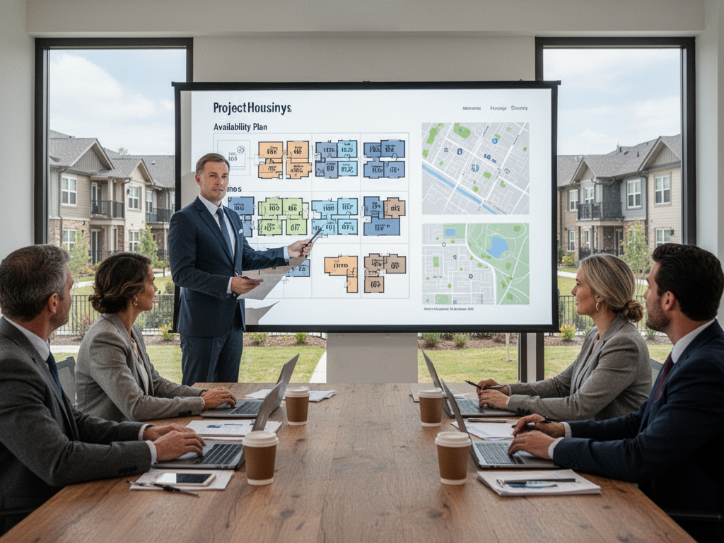 Multiple furnished units organized for a project housing proposal